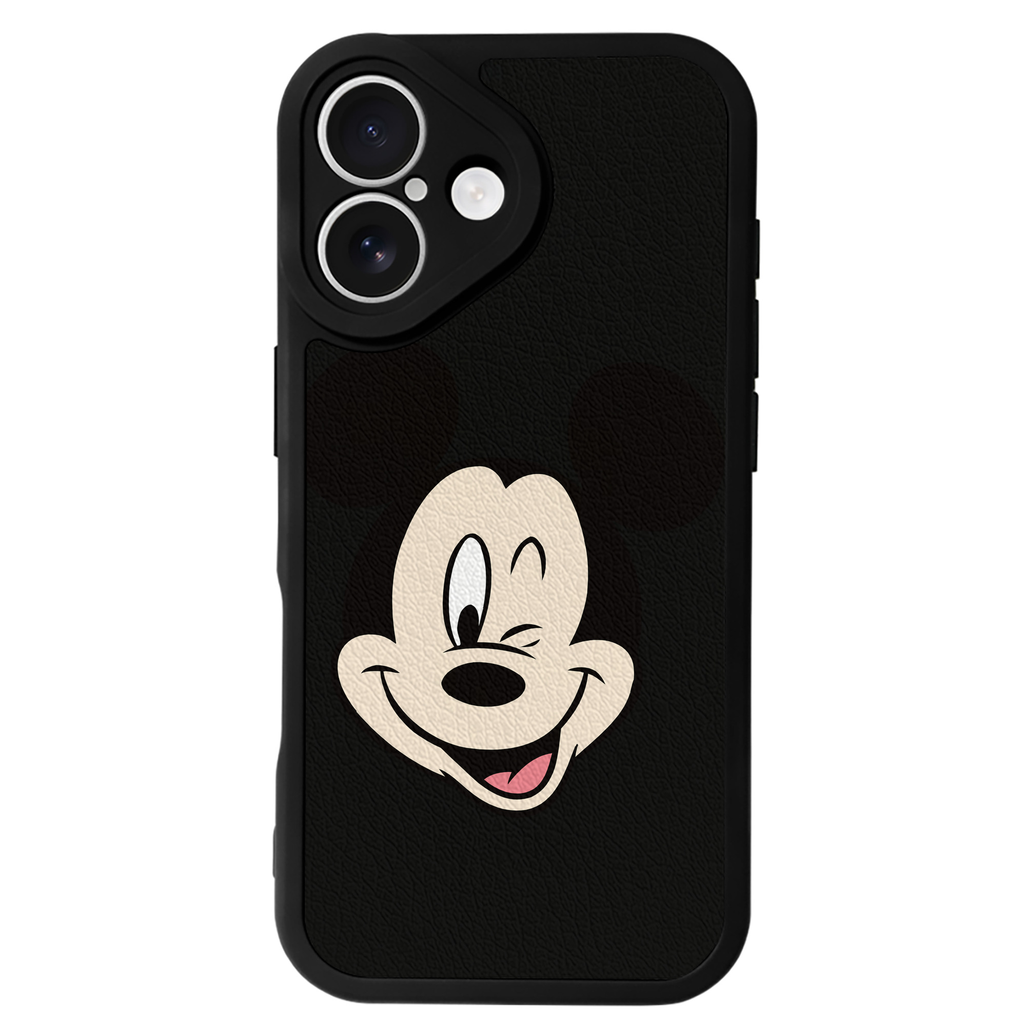 （画像用） ミッキーマウス Mickey Mouse 【iPhone 16シリーズ対応】シリコンスマホケース（レザー調） 材質：シリコン
